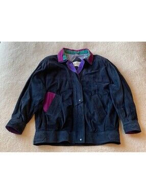VTG 80s AVANTI Blue Suede Jacket Men's Medium Neon Miami Vice Colors RARE